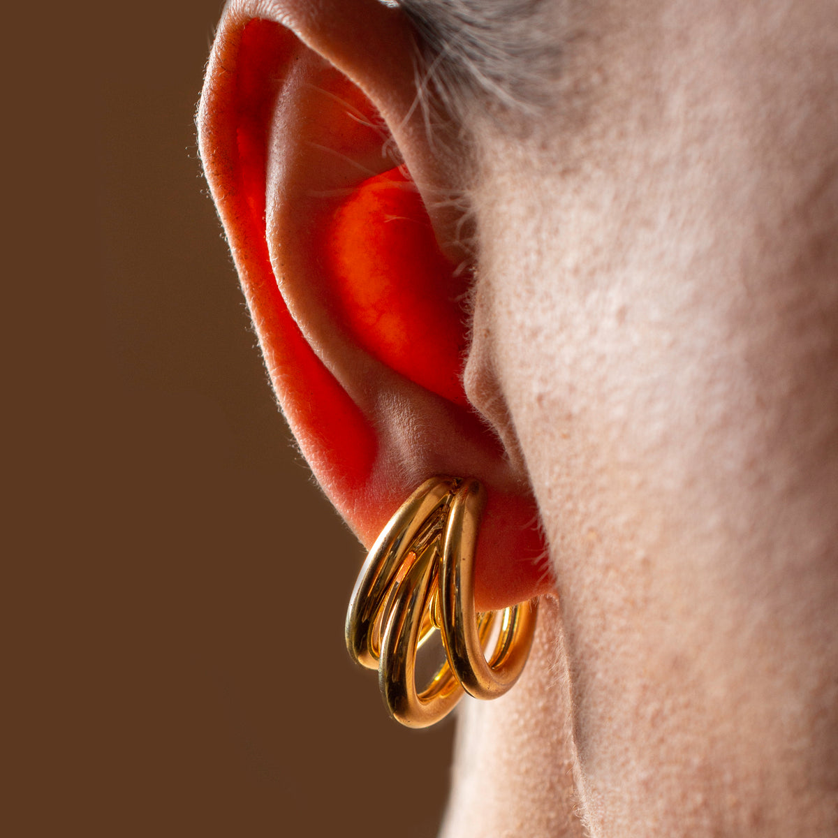 Multi Hoop Gold Clip on Earrings