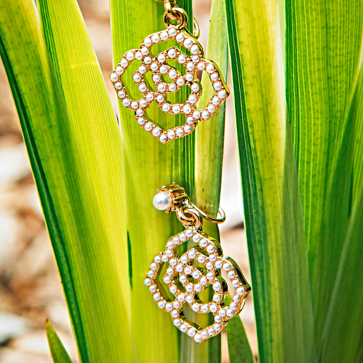 Rose Flower Clip on Earrings Floral Design