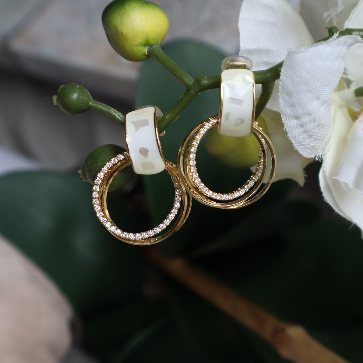 Sparkly Triple Hoop Clip on Earrings