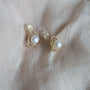 Sparkling Pearl Clip on Earrings gold plated