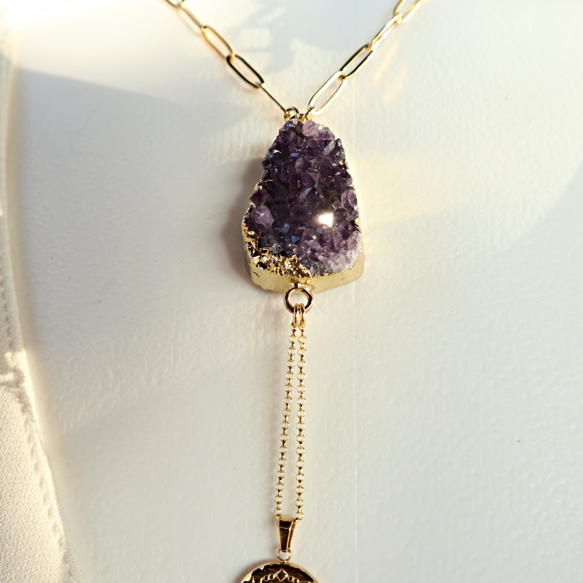 Amethyst Raw Clster Crystal Necklace