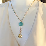 Amazonite Rose Quartz Charm Necklace