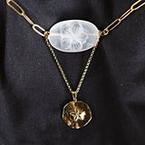 crystal quartz flower carved necklace