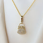 Bag Charm in Cubic Zirconia gold Necklace