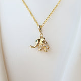 Gold Elephant Charm Necklace in Cubic Zirconia