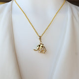 Gold Elephant Charm Necklace in Cubic Zirconia