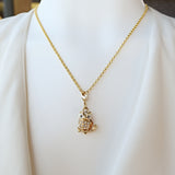 Gold Owl Charm Necklace in Cubic Zirconia