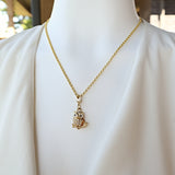 Gold Owl Charm Necklace in Cubic Zirconia