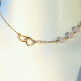 Interwined Hearts and Rose Quartz Necklace