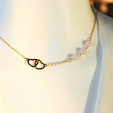 Interwined Hearts and Rose Quartz Necklace