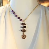 evil eye with amethyst and smoky quartz necklace