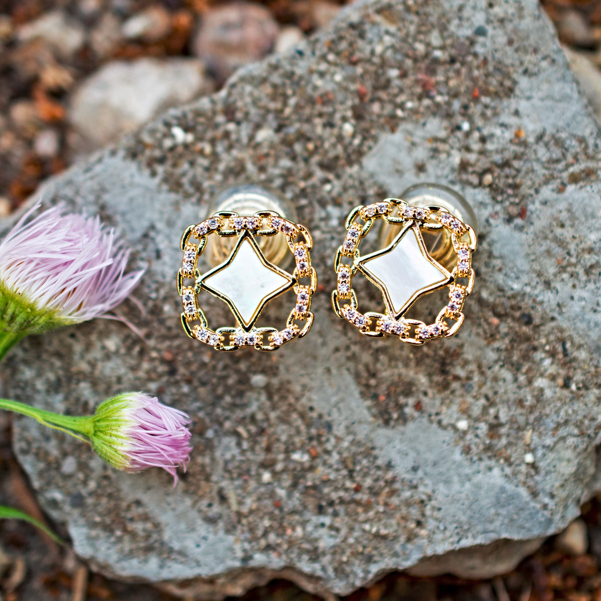 North star celetial clip on earrings