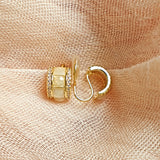 opal huggie hoop clip on stud earrings