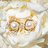 Pearl with simulated diamond clip on stud earrings