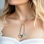 Turquoise Heart Gold Safety Pin Necklace