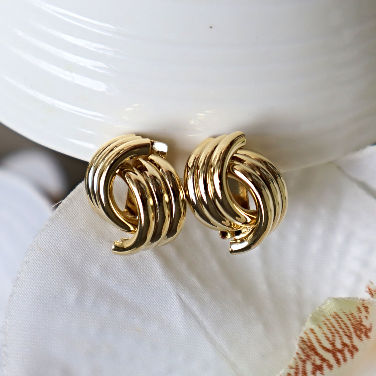 Entwined Gold Multi Hoop Clip on Earrings