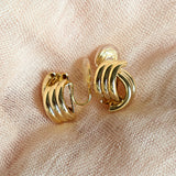 Entwined Crisscross Gold Multi Hoop Clip on Earrings