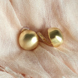 Satin Gold Dome Shape Clip on Earrings