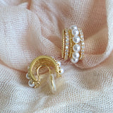 Pearl Huggie Hoop Clip on Earrings