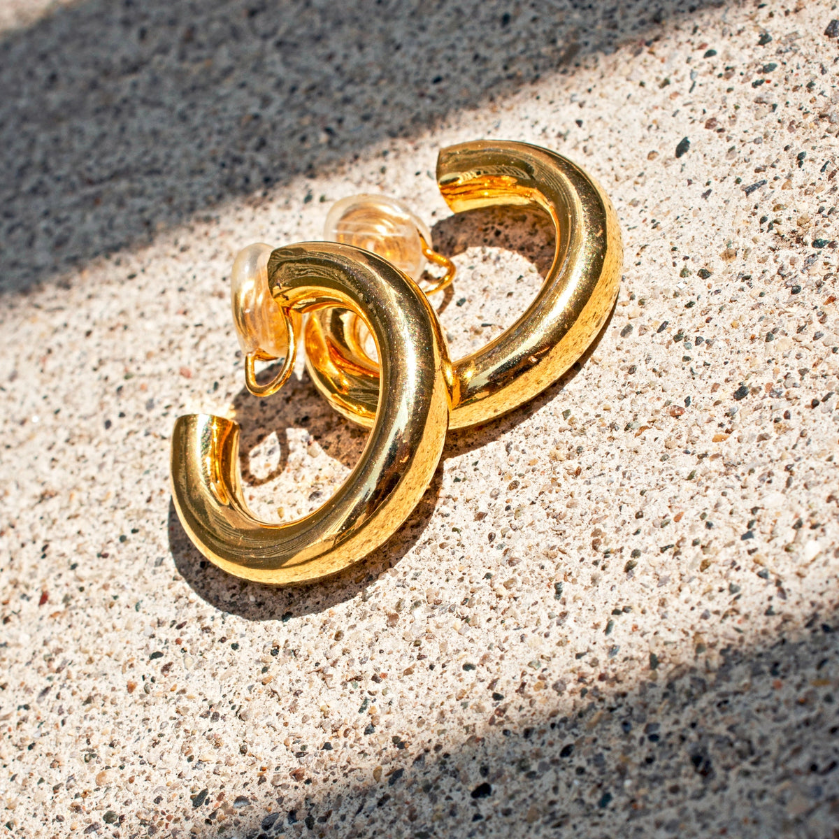 Large Statement Gold Clip on Hoops