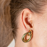 Gold Multi-Hoop Dangle Clip-on-Earrings