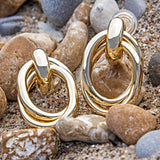 Gold Multi-Hoop Dangle Clip-on-Earrings