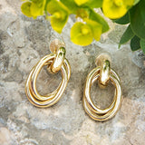 Gold Multi-Hoop Dangle Clip-on-Earrings