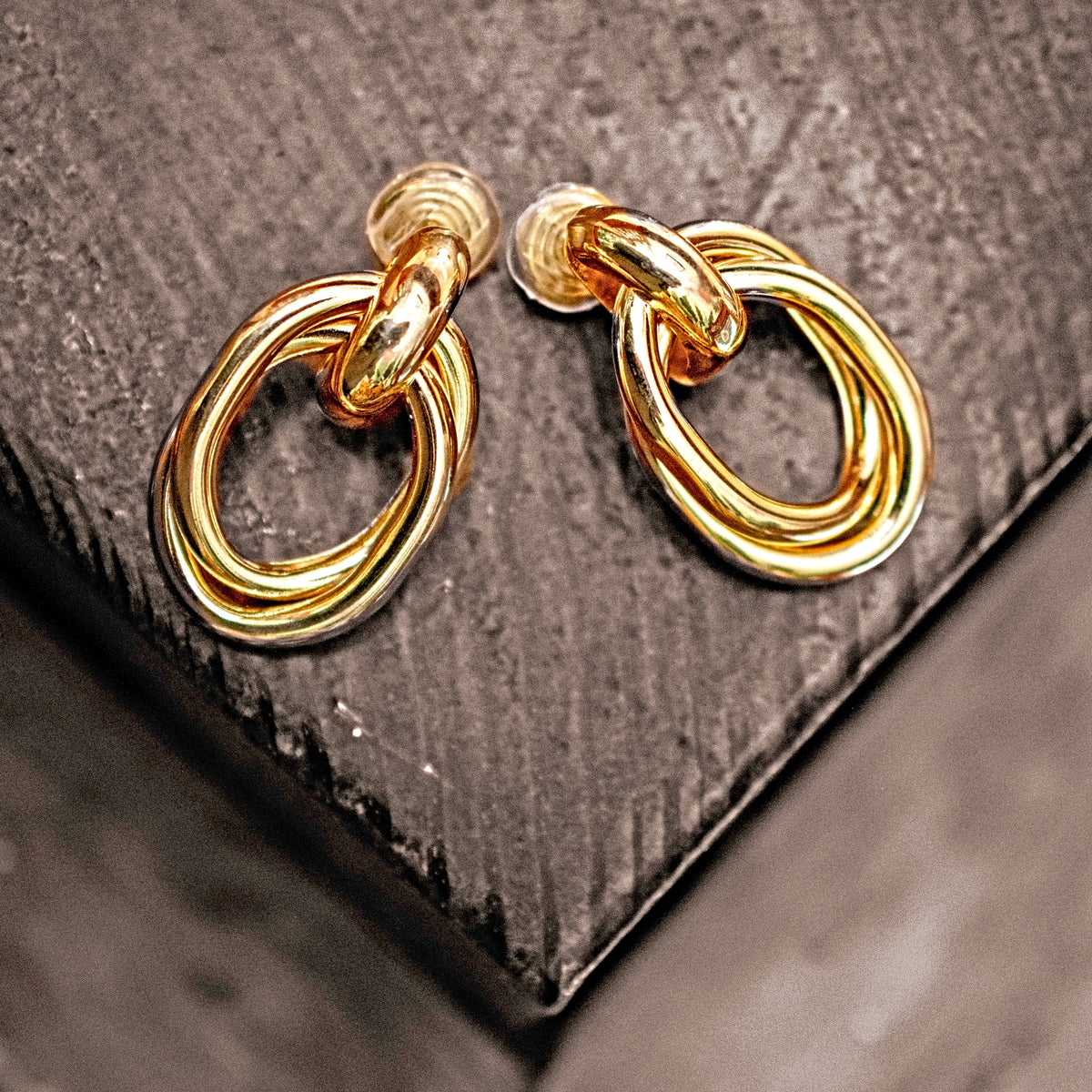 Gold Multi-Hoop Dangle Clip-on-Earrings